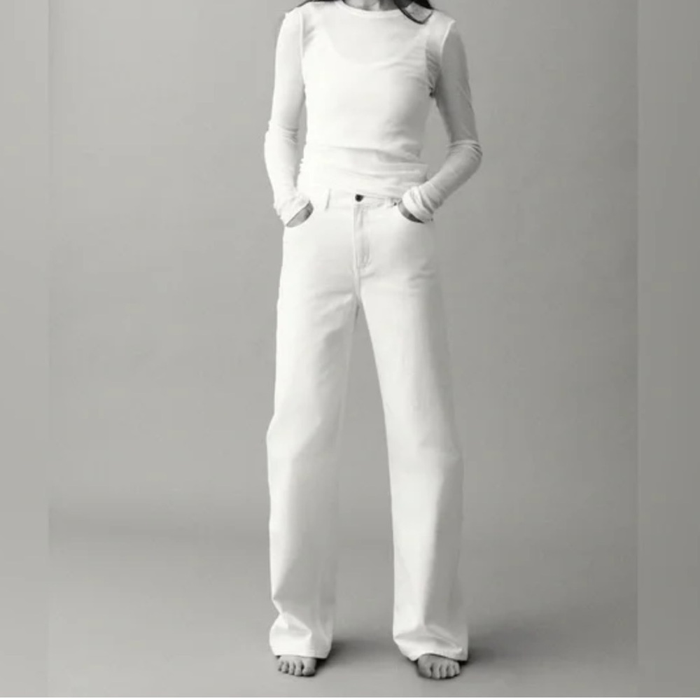 H&M Harper High Rise Wide Leg Jeans - White